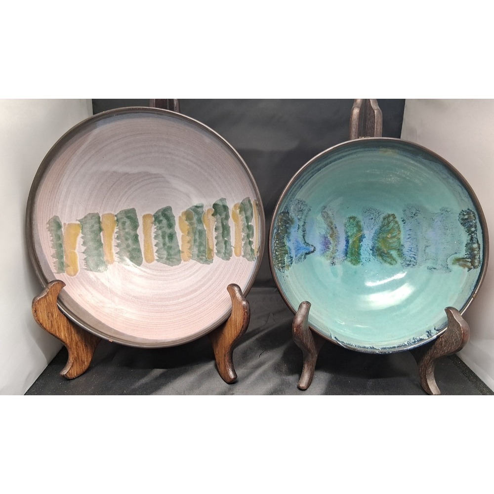 Bill Grove signed, 2 Hand-thrown Studio Ceramic Serving Bowls